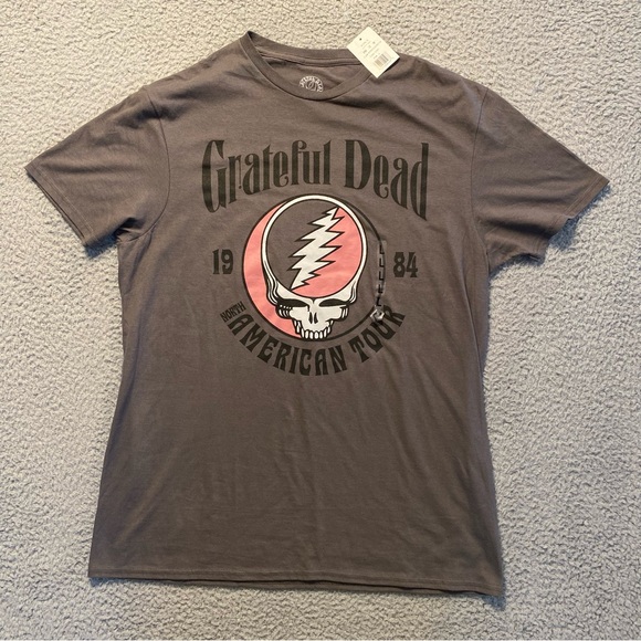 Mad Engine Grateful Dead Skull 1984 American Tour Retro Tee Gray Men Size L NWT - Picture 1 of 8